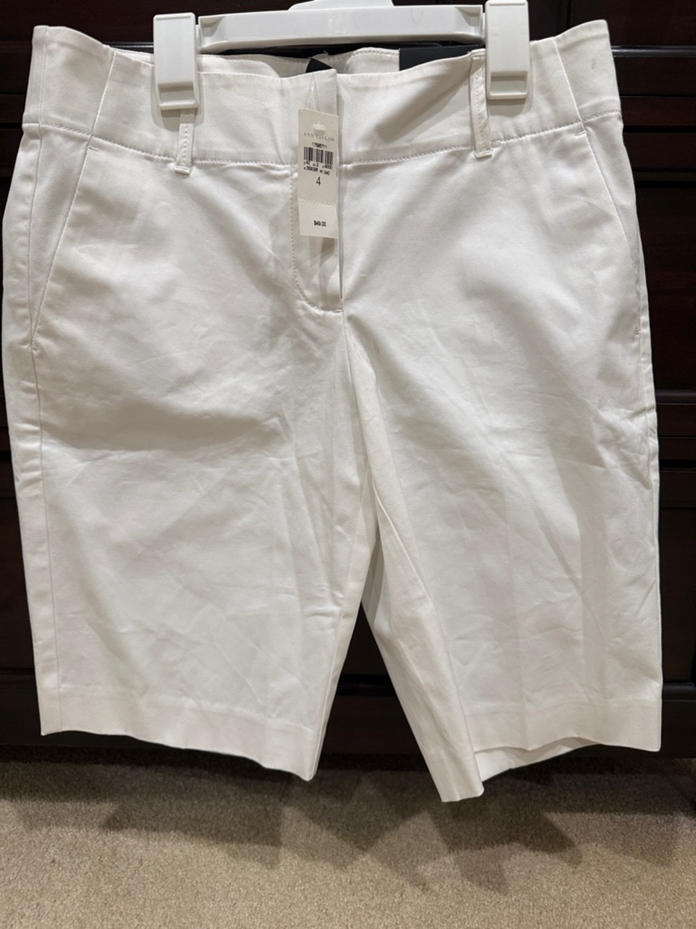 Ann Taylor White Tailored Bermuda Shorts